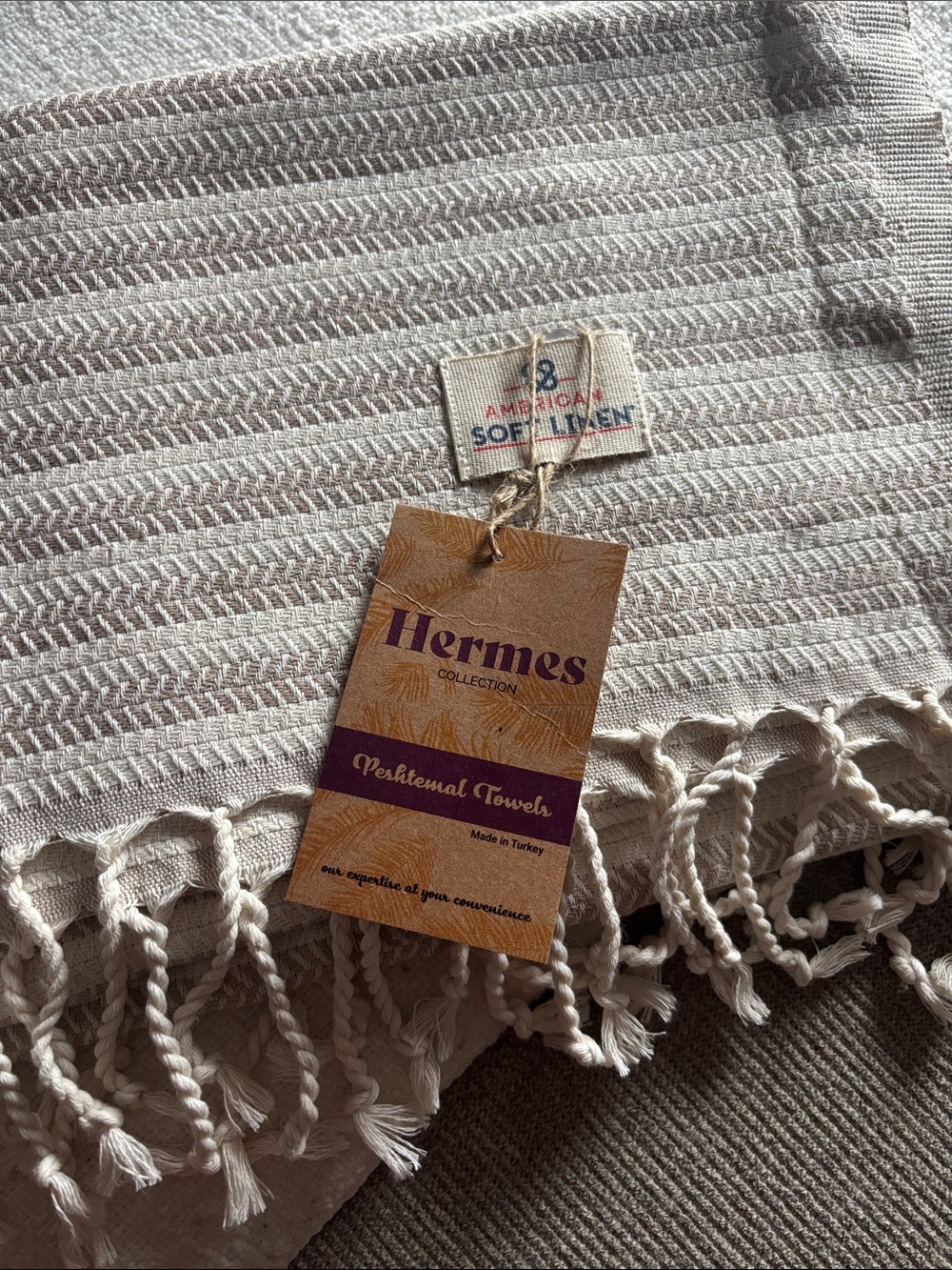 Hermes Natural Beige Peshtemal Towel with Fringe NWT